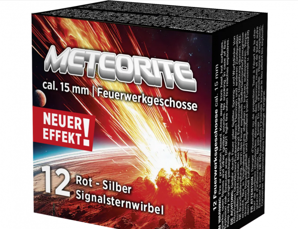 Umarex Signalsternwirbel Meteorite, 15 mm, rot-silber, 12er Schachtel