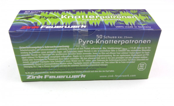 Zink Pyro-Knatterpatronen, Kal. 15mm, 50 Schuss