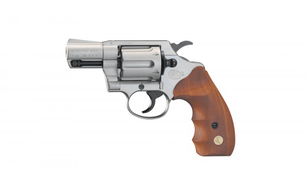 Colt Detective Special, cal. 9 mm R.K. - Nickel / Holz