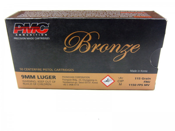 PMC 9mm Luger FMJ 115gr/7,45g PMC Bronze Line Battle Pack