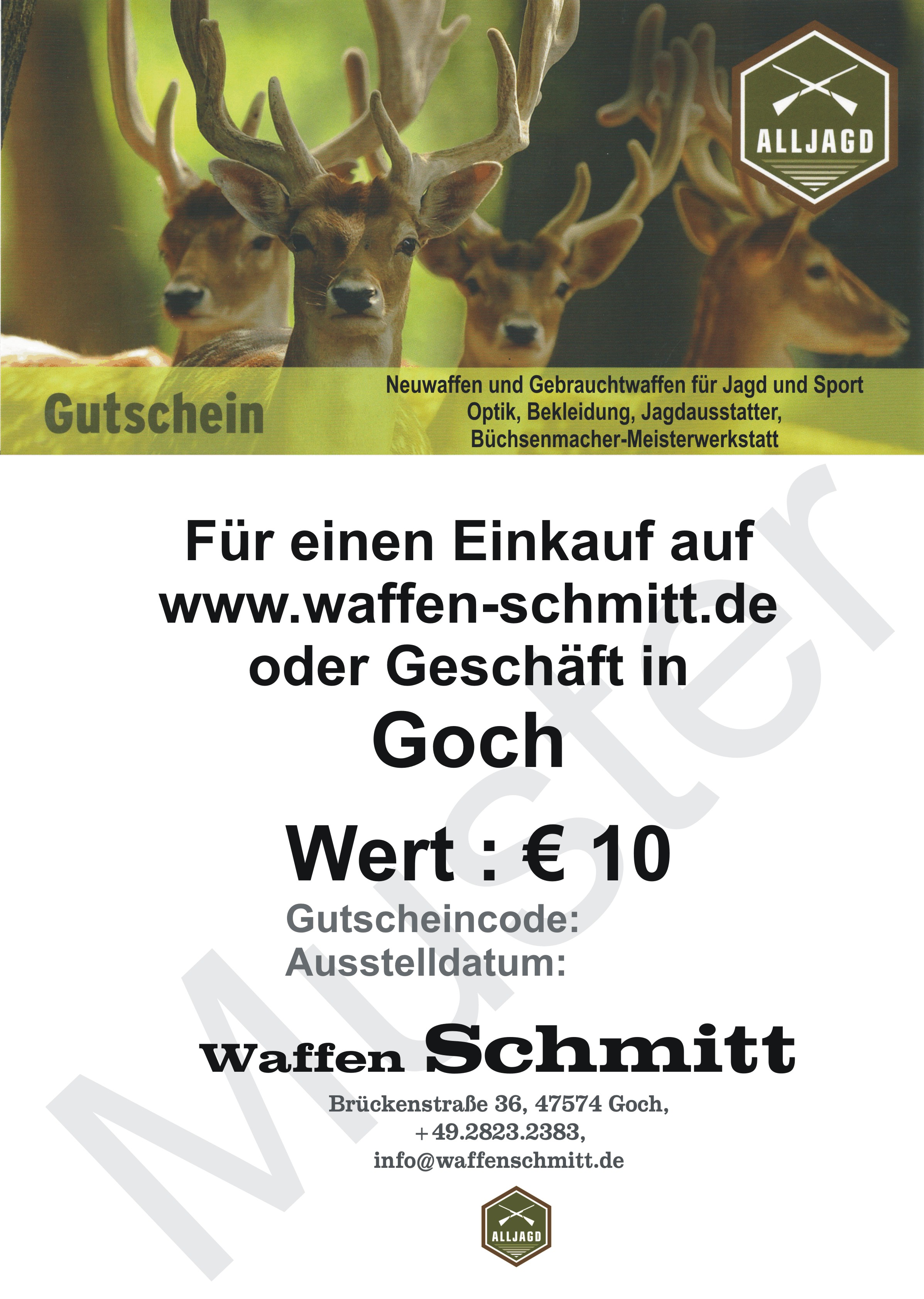 Gutschein für Jäger | Gutschein | Zubehör | Waffen Schmitt Goch